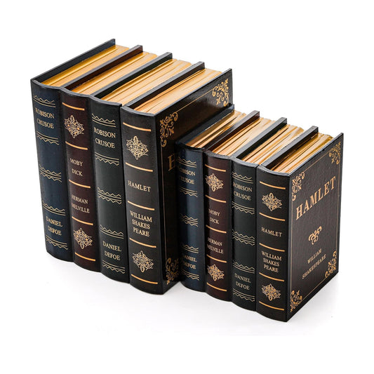 Decorative Book Boxes Wooden Antique Bookshelf Decorations Vintage Book Storage Box / Set of 2