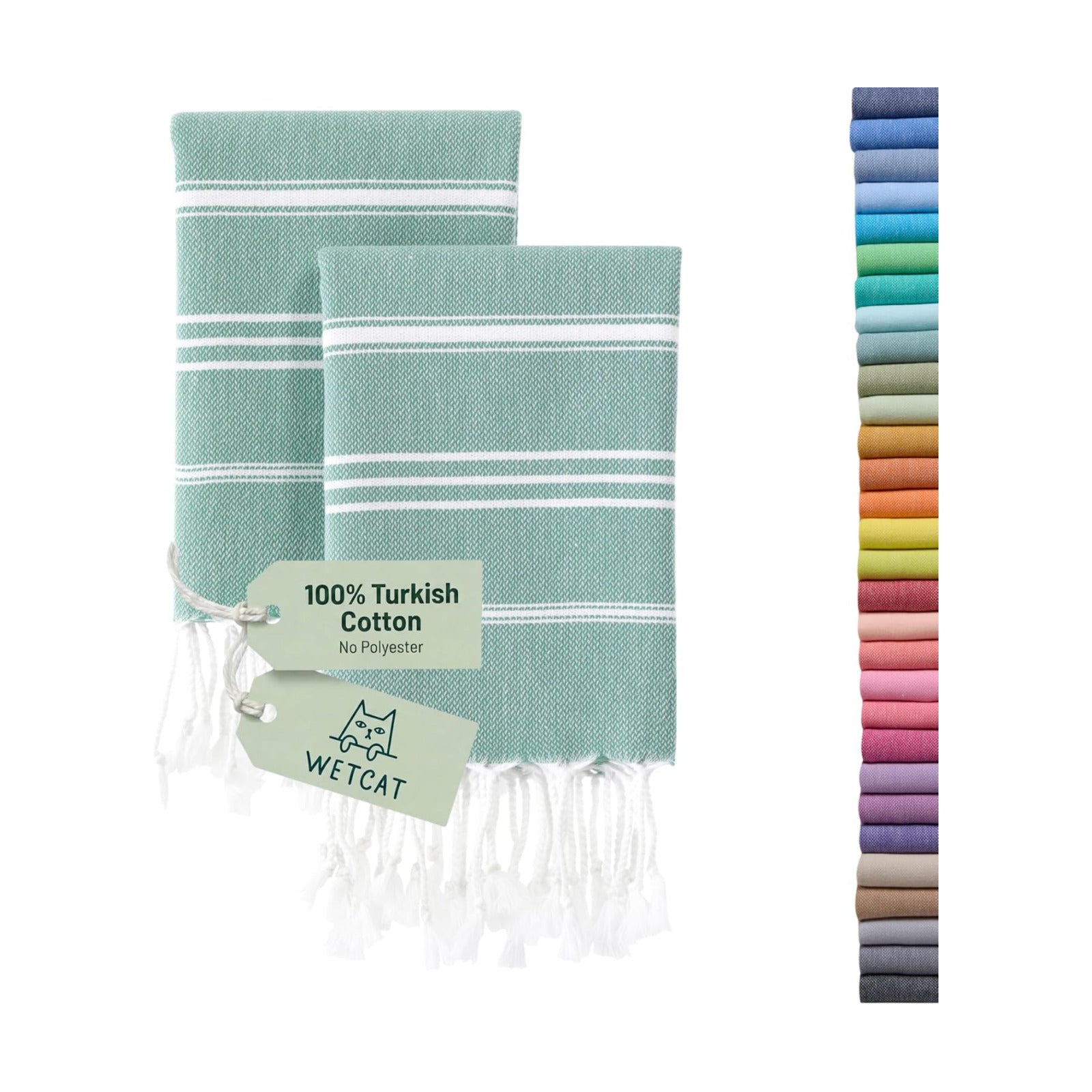Turkish Hand Towels with Hanging Loop, Set of 2 (20" x 30") 100% Turkish Cotton, Pre-Washed, Quick Drying, for Kitchen