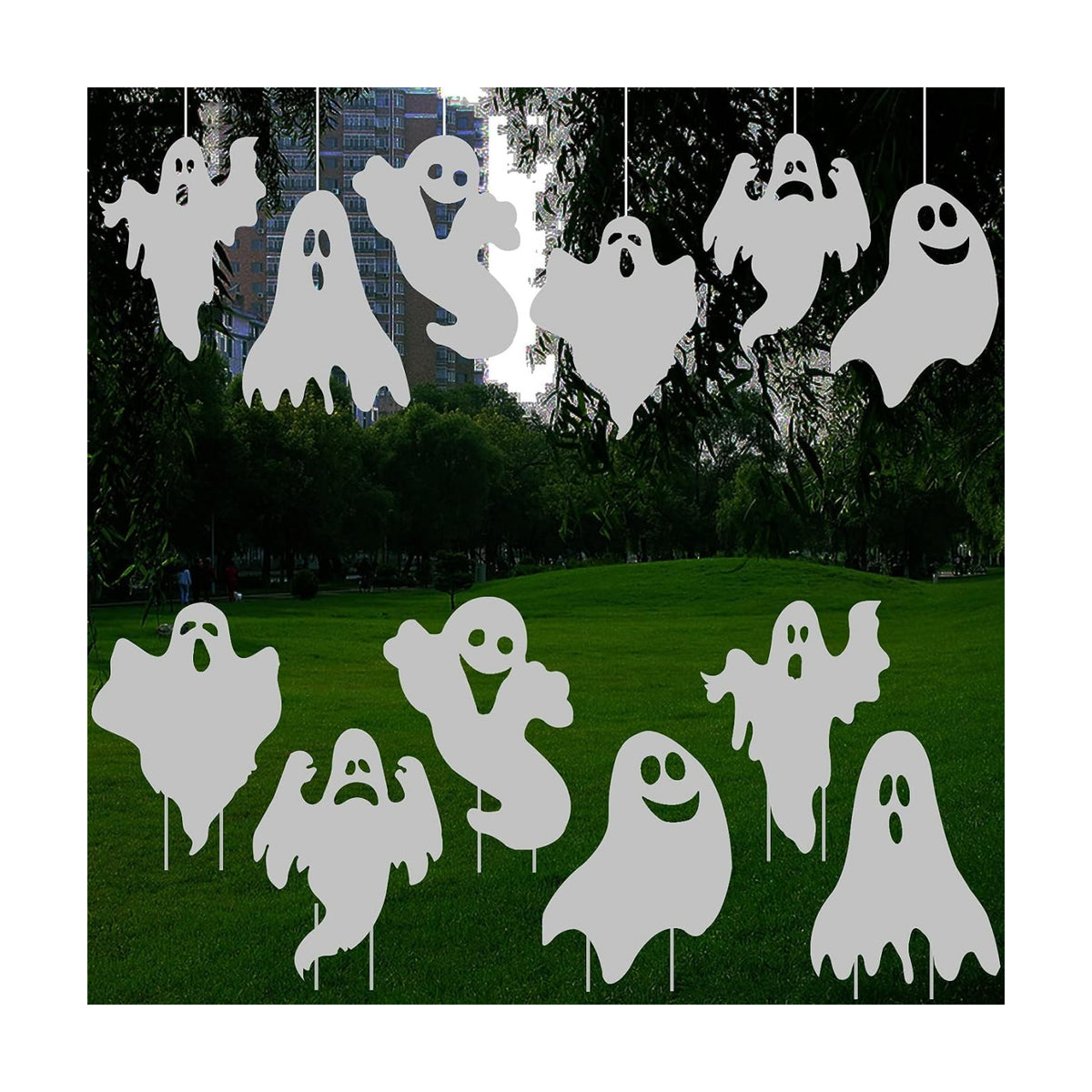 Halloween Yard Decorations, Ghost Lawn Stakes Signs for Outdoor Party Decor