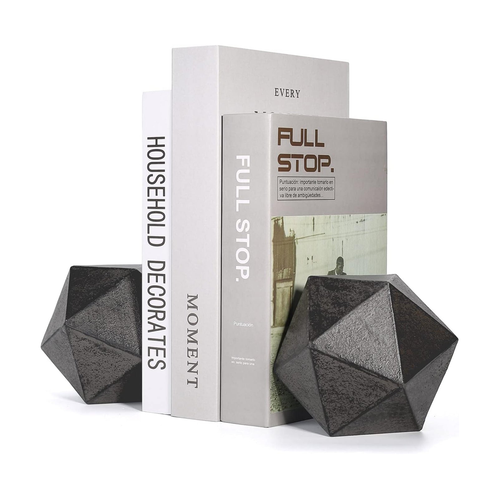 Modern Cast Iron Bookends / Black