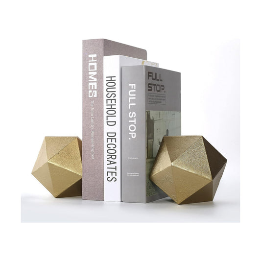 Modern Cast Iron Bookends / Gold
