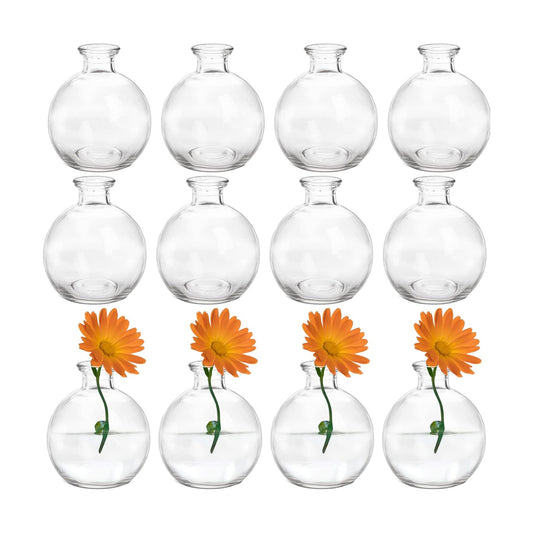 Small Glass Ball Bud Vase / Clear / Set of 12