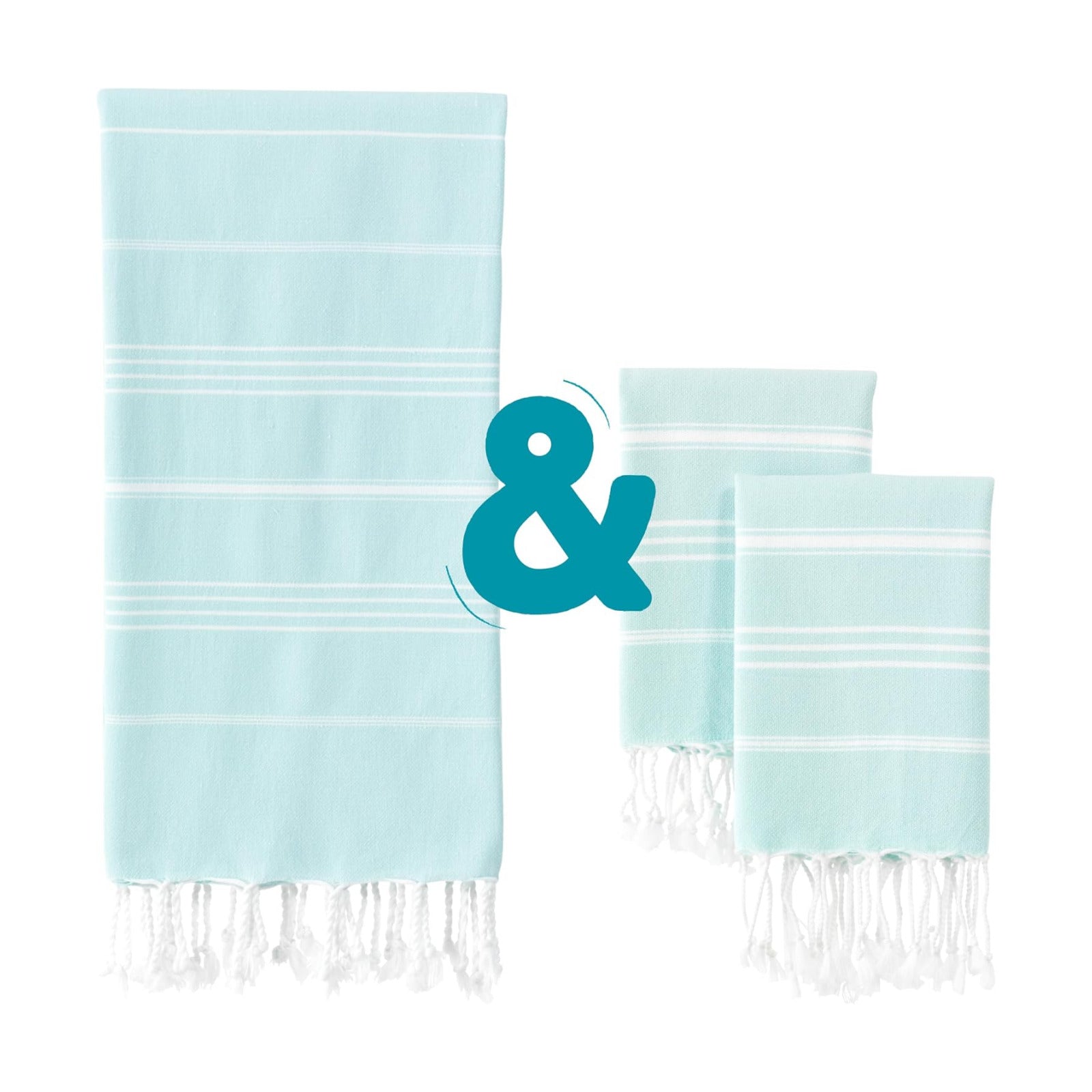 Bundle: Turkish Bath Towel (38 x 71) and Turkish Hand Towels (20 x 30, Set of 2) - 100% Cotton, Prewashed for Soft Feel