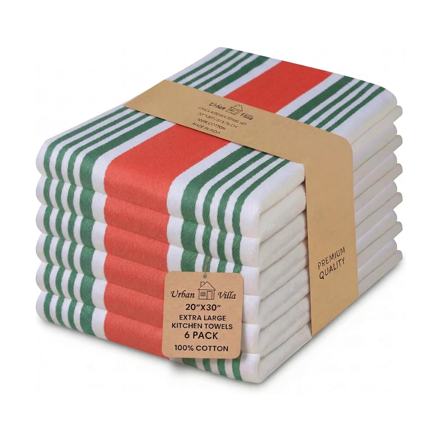 Urban Villa Kitchen Towels Cotton Dish Towels 20”x30” (Set of 6) Christmas