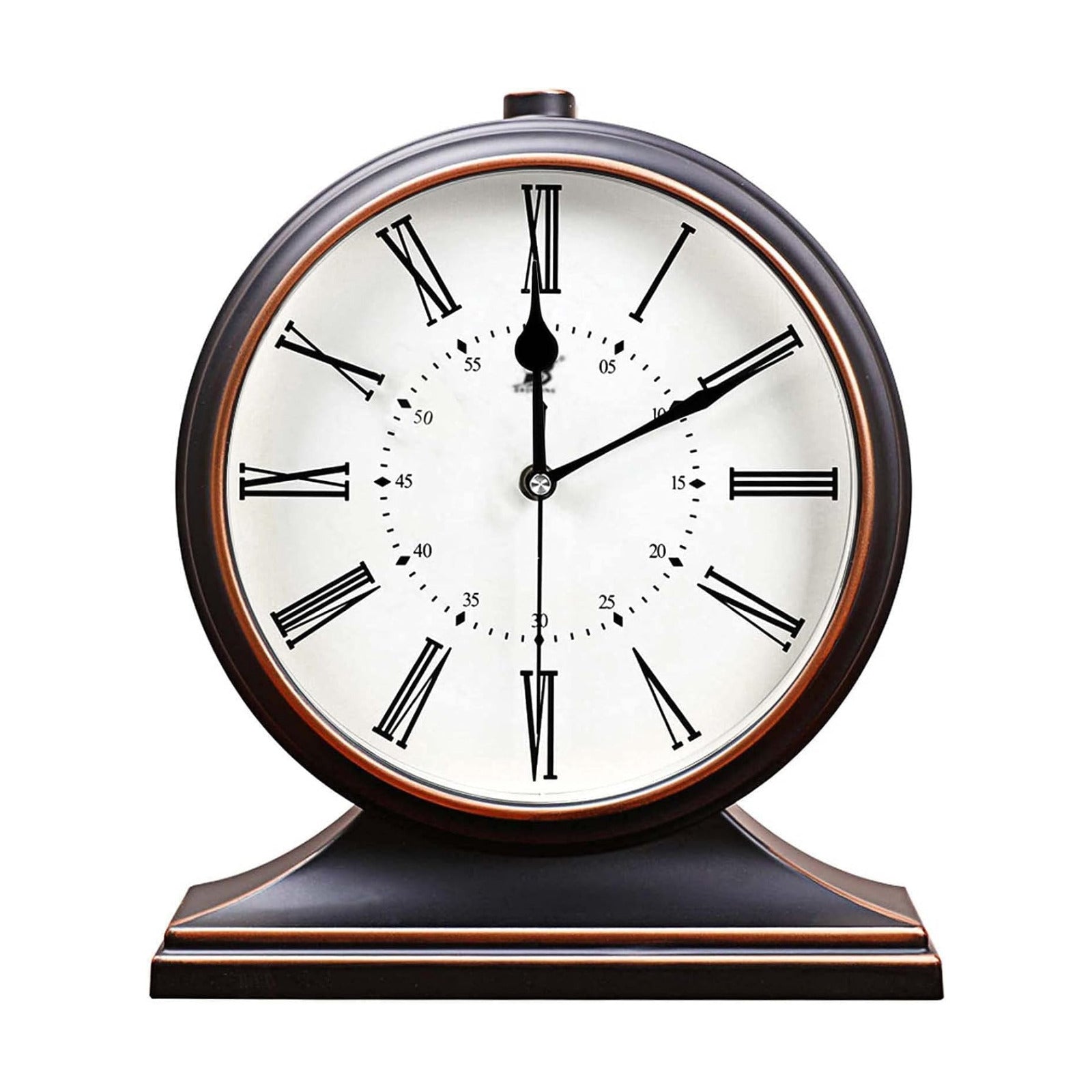 Silent Vintage Farmhouse Mantel Clock for Living Room 10-inch | Desk Clock Battery Operated for Table