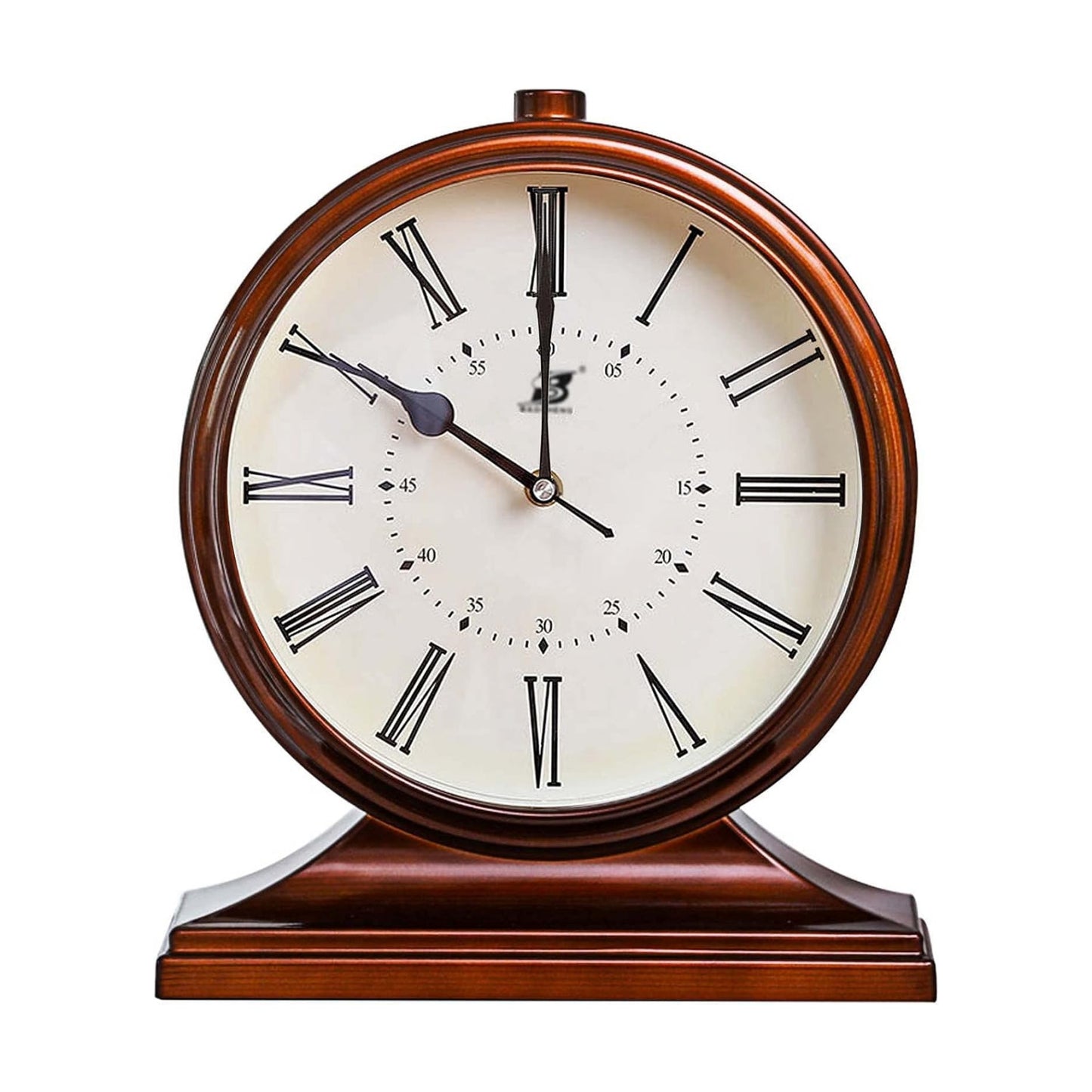 Silent Vintage Farmhouse Mantel Clock for Living Room 10-inch | Desk Clock Battery Operated for Table