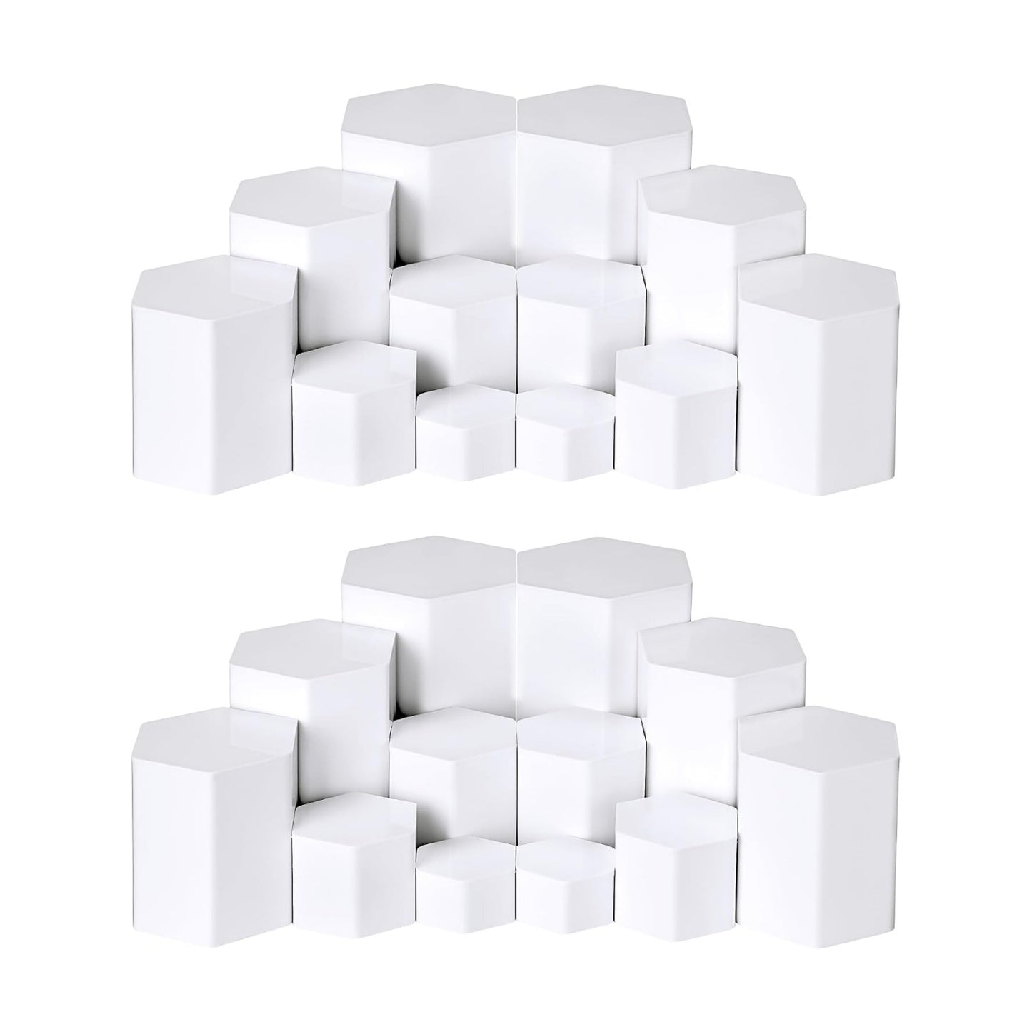 Hexagonal Jewelry Display Risers Hexagonal Market Display Risers Stands Acrylic / White / Set of 6