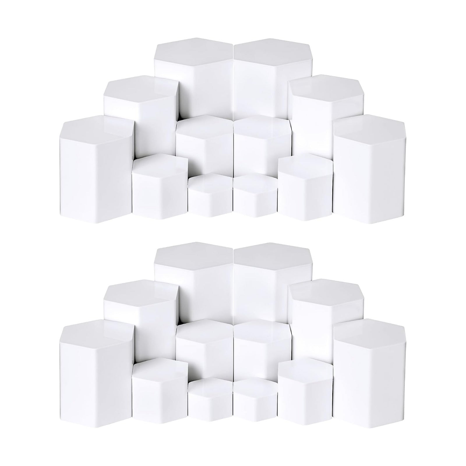 Hexagonal Jewelry Display Risers Hexagonal Market Display Risers Stands Acrylic / White / Set of 6