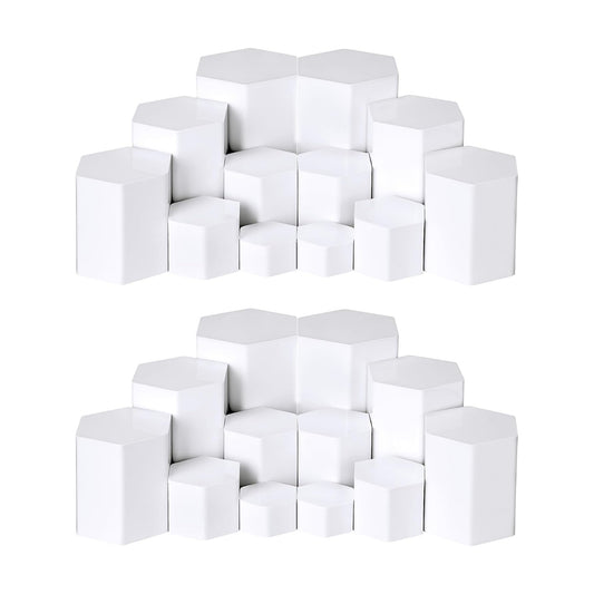 Hexagonal Jewelry Display Risers Hexagonal Market Display Risers Stands Acrylic / White / Set of 6