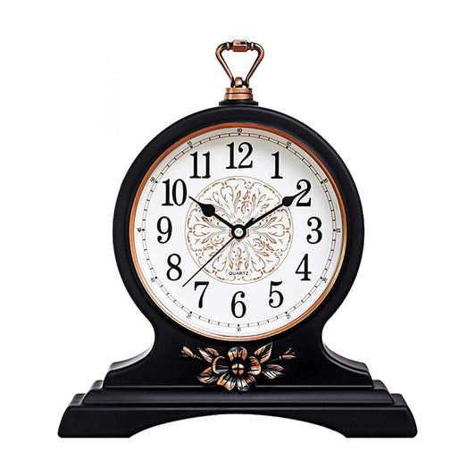 Desk Clock for Mantel Table Decor,Silent Battery Operated for Fireplace 12" | Vintage Retro Non-Ticking Mantel Clocks