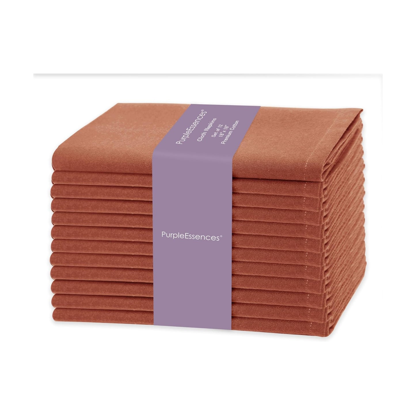 Rust Set of 12 Cloth Dinner Napkins 100% Cotton 18x18 Inch - Soft Durable Washable - Ideal for Farmhouse Party Spring