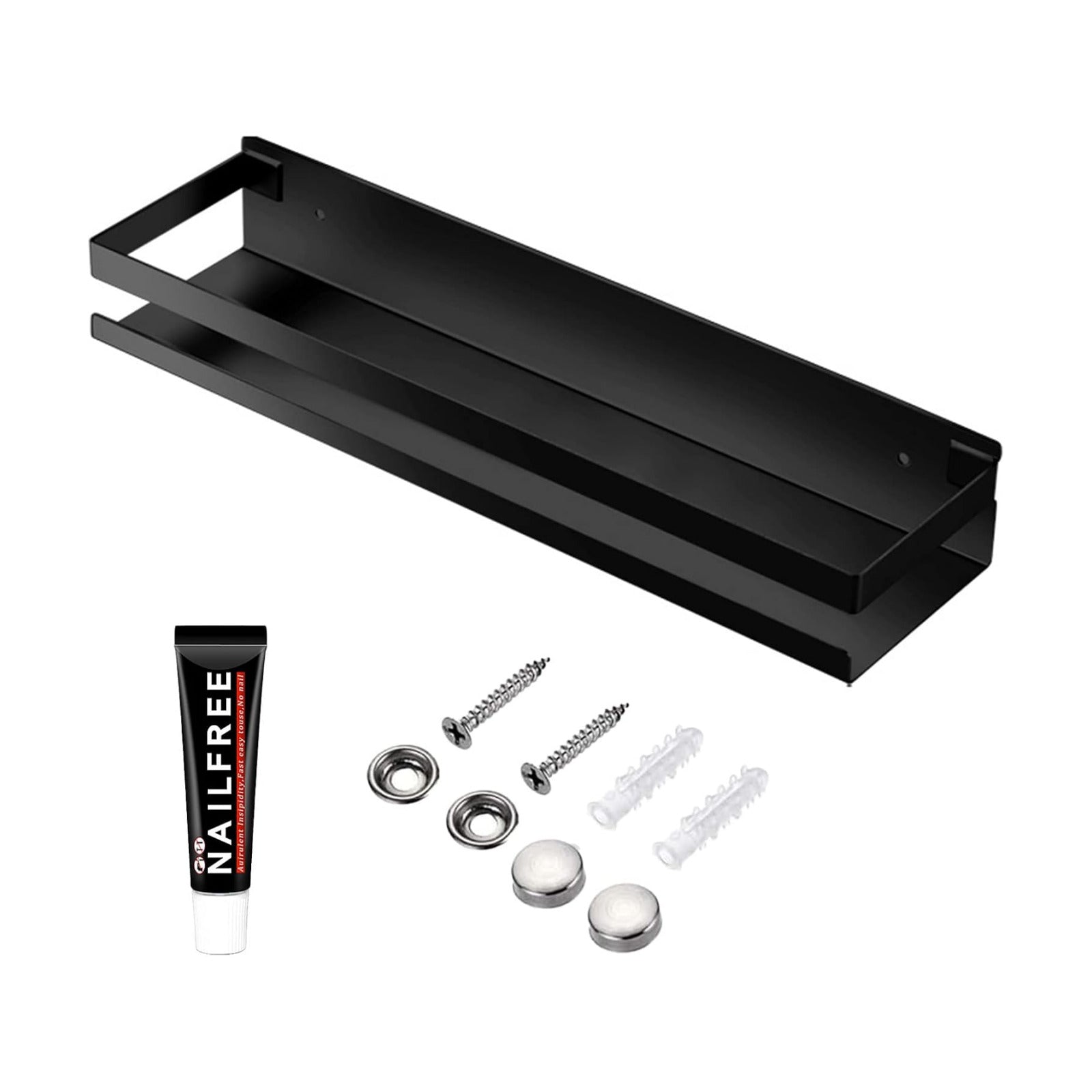 Rustproof Metal Storage Floating Shelves Wall Mounted Rectangular Shelf for Bedroom,Bathroom, Living Room, Kitchen, and