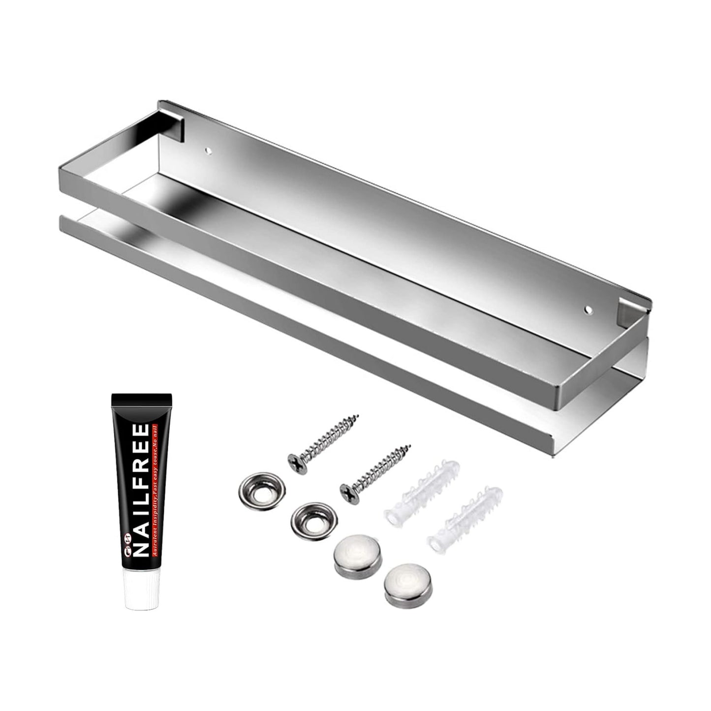 Rustproof Metal Storage Floating Shelves Wall Mounted Rectangular Shelf for Bedroom,Bathroom, Living Room, Kitchen, and
