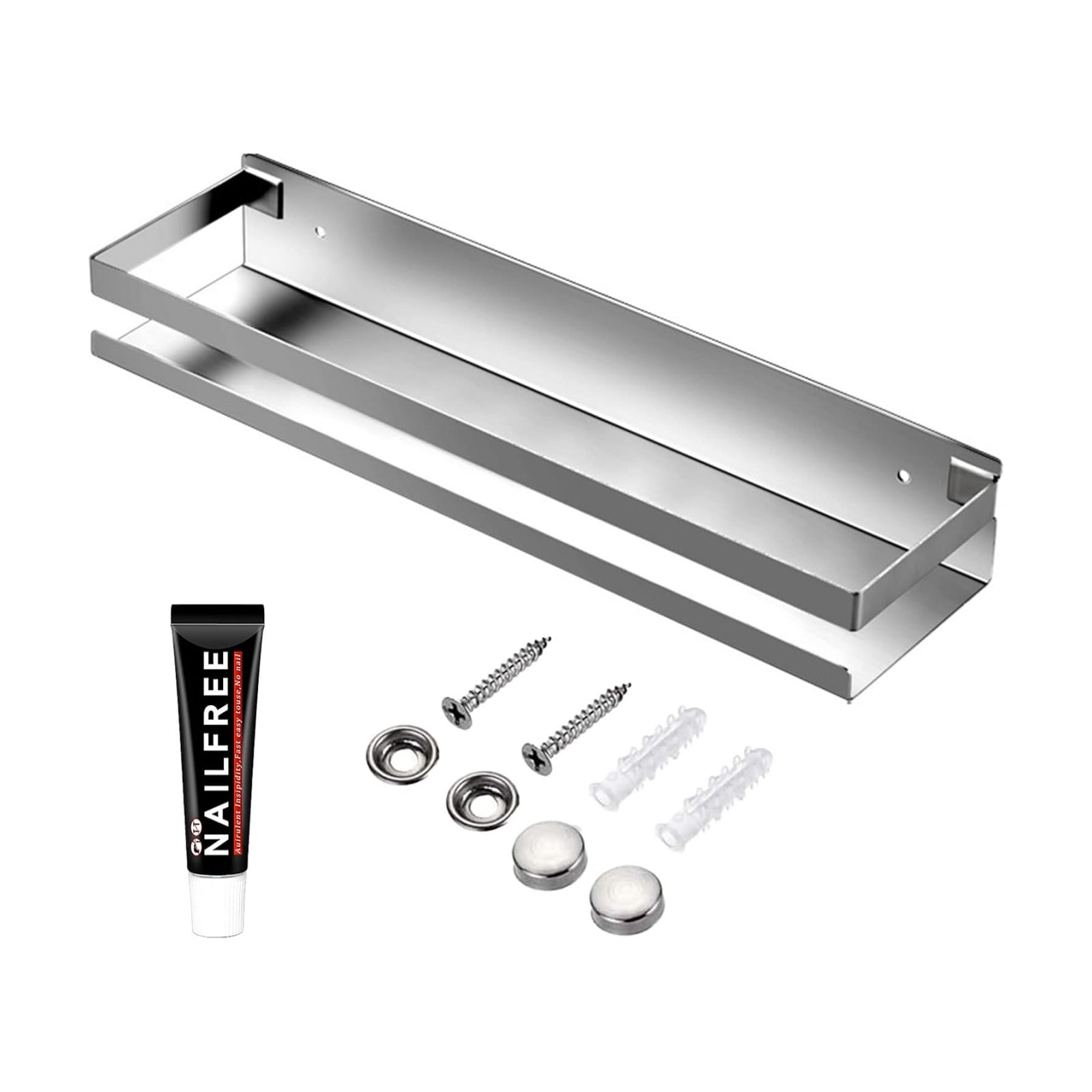 Rustproof Metal Storage Floating Shelves Wall Mounted Rectangular Shelf for Bedroom,Bathroom, Living Room, Kitchen, and
