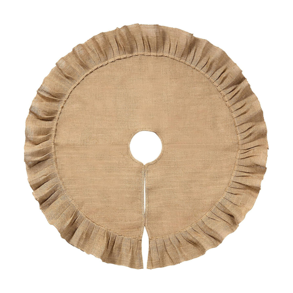 Tatuo 47 Inch Christmas Tree Skirt Decor, Ruffled Burlap Tree Skirt, Linen