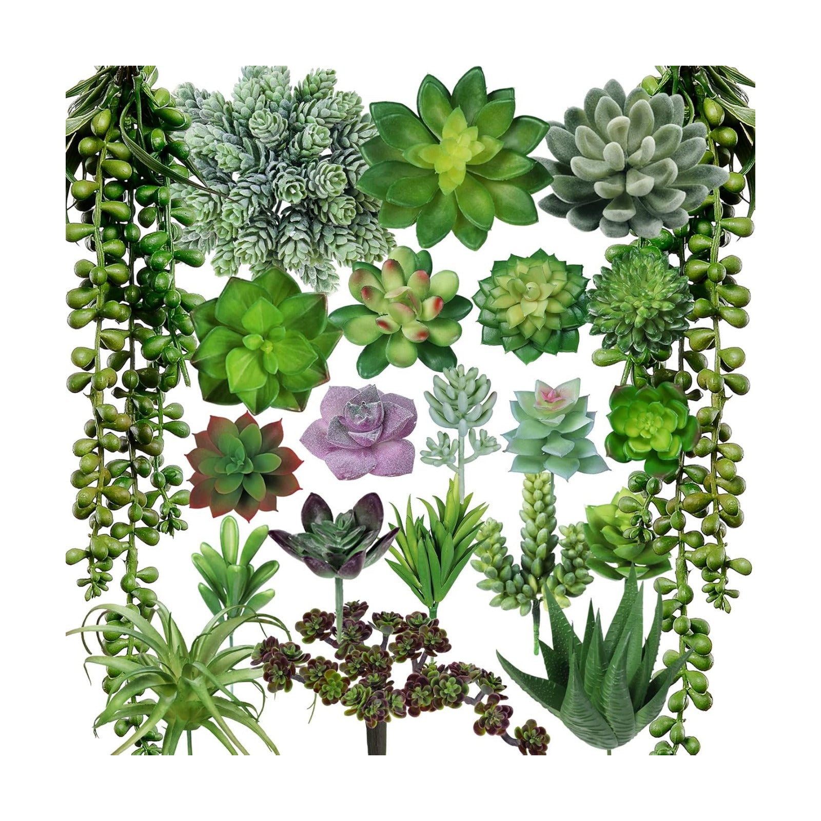 Bulk Artificial Succulents Plants Unpotted Small Aloe Hanging String of Pearls / Green / Set of 22