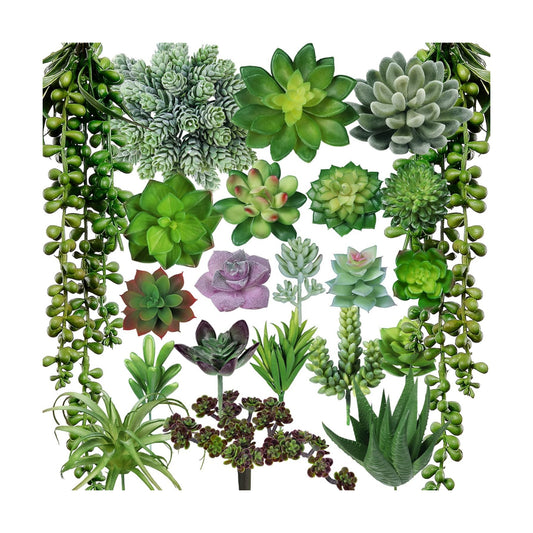 Bulk Artificial Succulents Plants Unpotted Small Aloe Hanging String of Pearls / Green / Set of 22