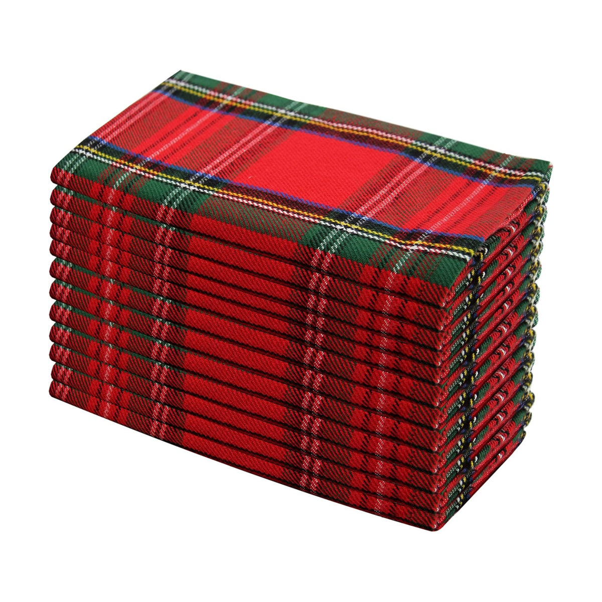 COTTON CRAFT Christmas Tartan Plaid Cloth Napkins - 12 Pack 100% Cotton
