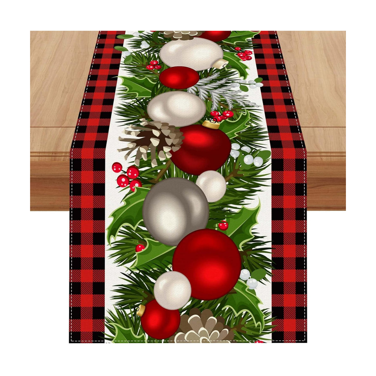 Jiudungs Christmas Table Runner, Xmas Holiday Decorations for Home Decor