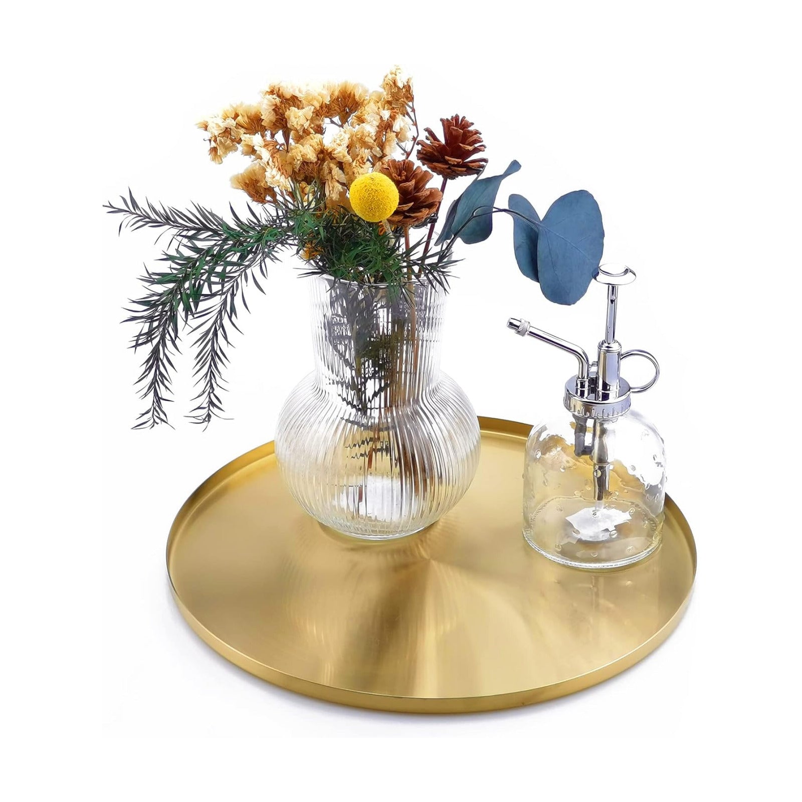 Brushed Gold Round Tray / Light Gold / 12 Inch / Set of 12