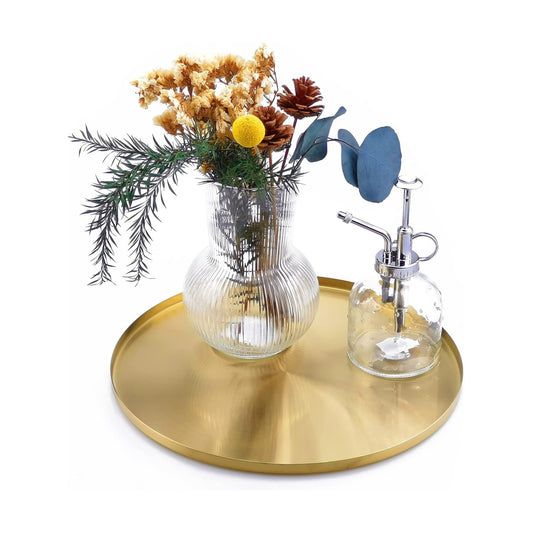 Brushed Gold Round Tray / Light Gold / 12 Inch / Set of 12