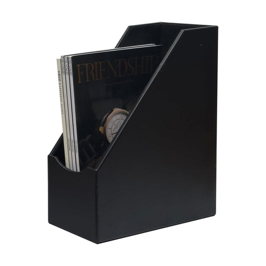 UnionBasic Magazine File Holder, Leatherette Desktop Document Organizer, Home Office Paper Holder File Storage