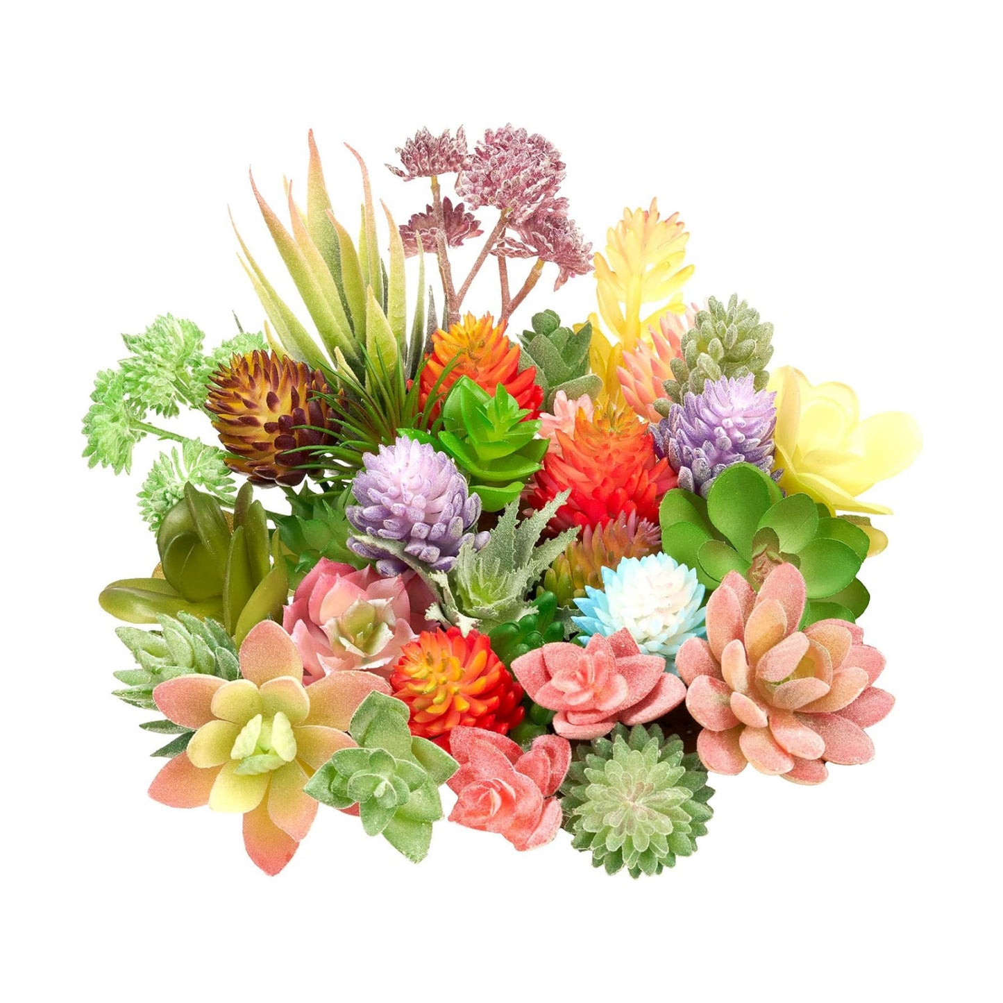 Mini Artificial Succulents Unpotted Realistic Artificial Fake Plants Colorful Faux / Set of 32