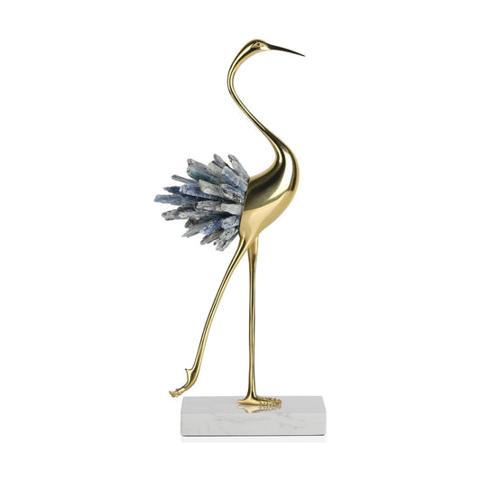 Brass Birds Statues Gold Home Decor Modern Crystal Decor Ornaments / B / Blue