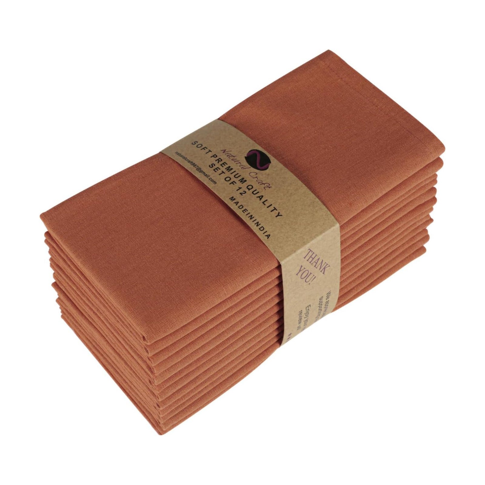 NATURALCRAFT Cloth Napkins Set of 12 Cotton Linen18x18 inch Rust | Washable Reusable Fabric Soft Durable Quality
