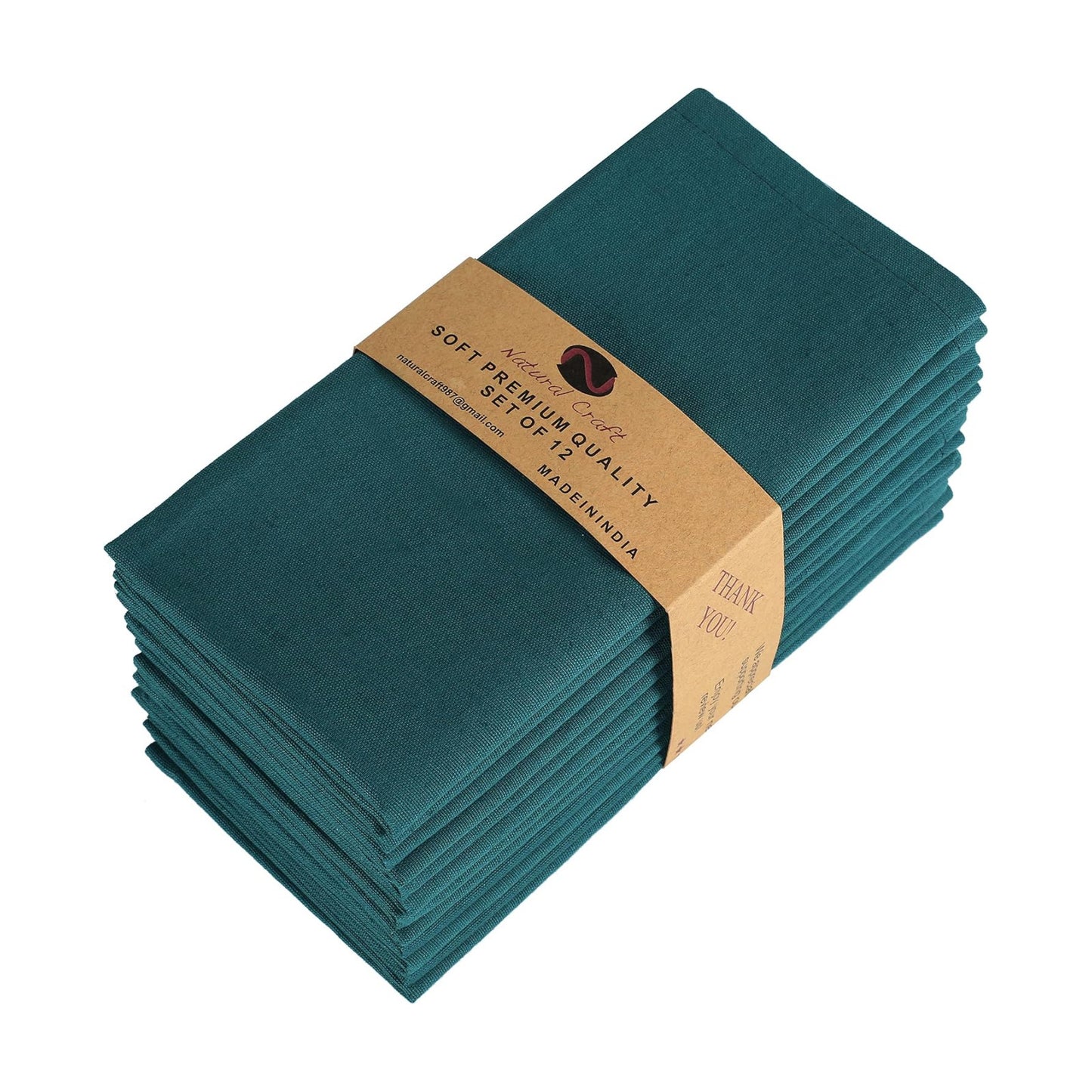 NATURALCRAFT Cloth Napkins Set of 12 Cotton Linen18x18 inch Teal | Washable Reusable Fabric Soft Durable Quality