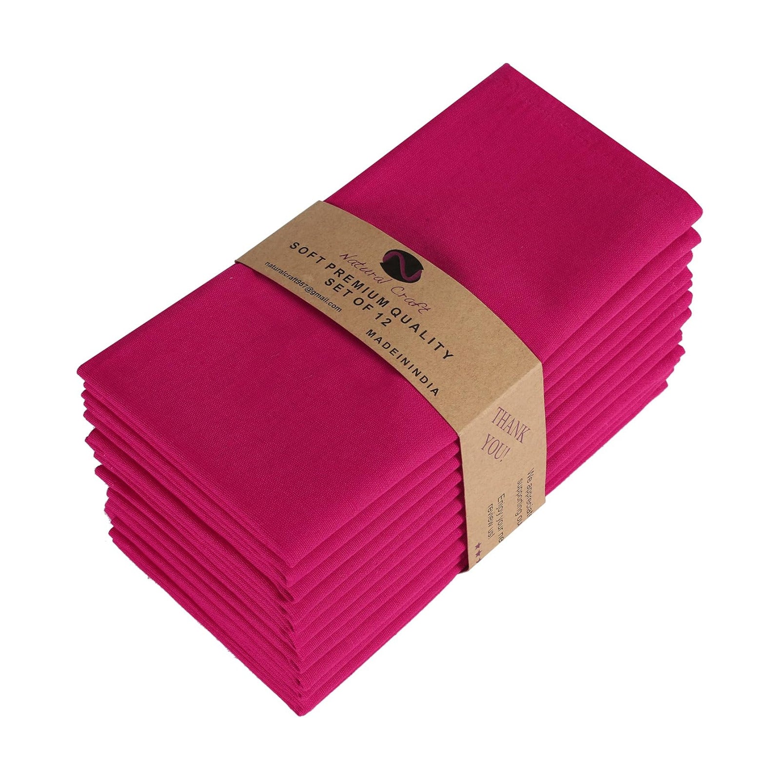 NATURALCRAFT Cloth Napkins Set of 12 Cotton Linen18x18 inch Fuchsia Pink | Washable Reusable Fabric Soft Durable