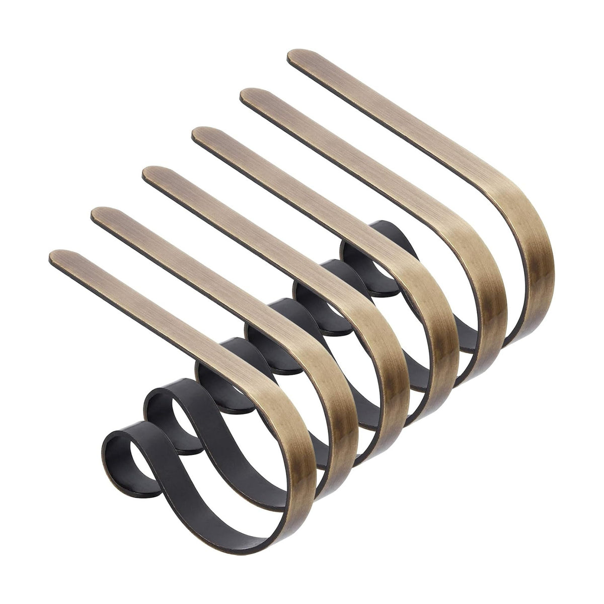 TAROSE Stocking Holders for Mantle, Christmas Stocking Holder Set of 6, Mantle Stocking Hanger Fireplace Hooks for Christmas Party Decoration Supplies(Brass)