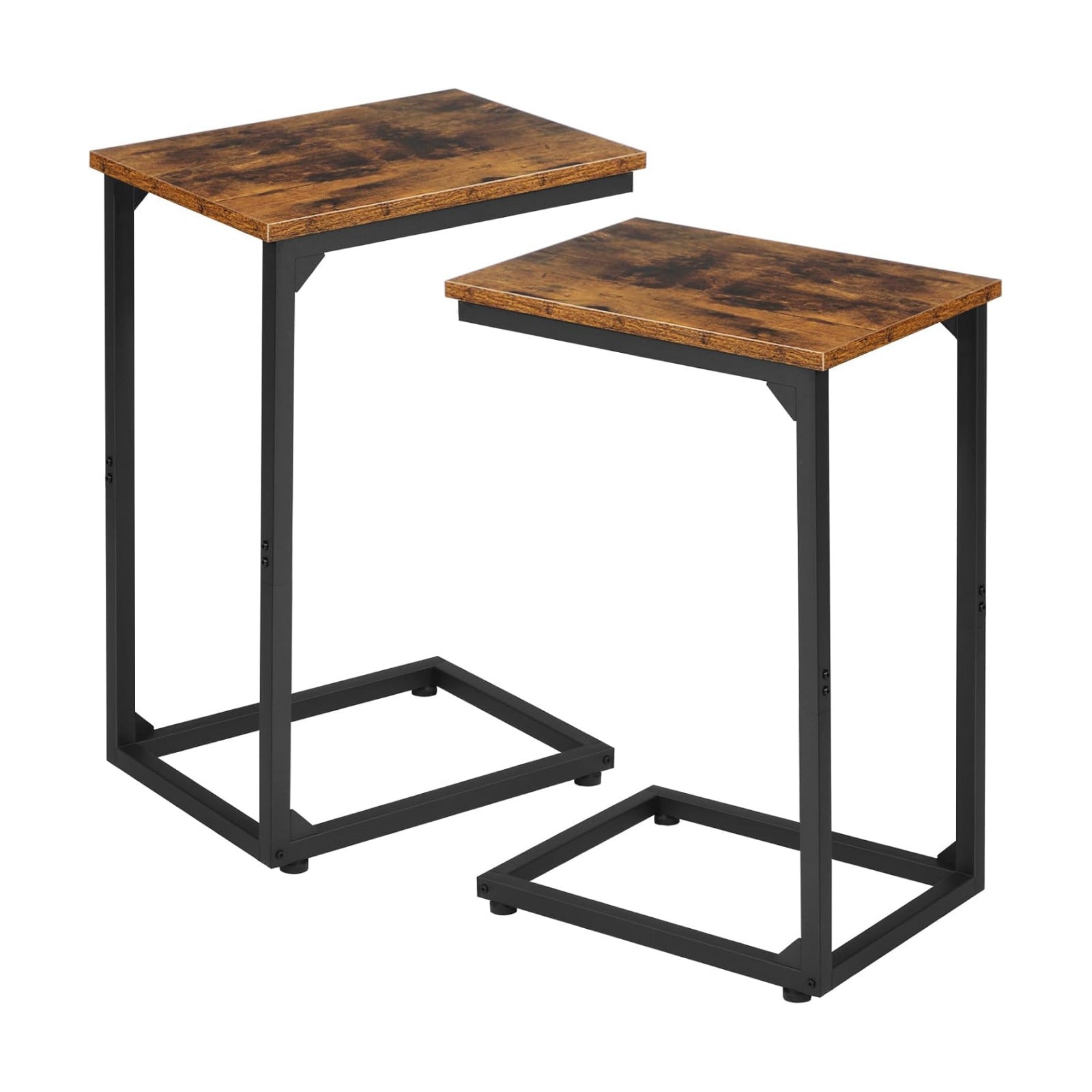 AMHANCIBLE C Shaped End Table Set of 2, Couch Side Table that Slide Under
