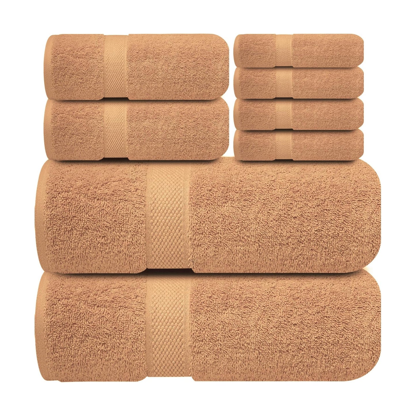 Infinitee Xclusives 100% Cotton Bath Towel Set – 8 Piece Bathroom Towel Set | (2 Bath Towels, 2 Hand Towels, 4