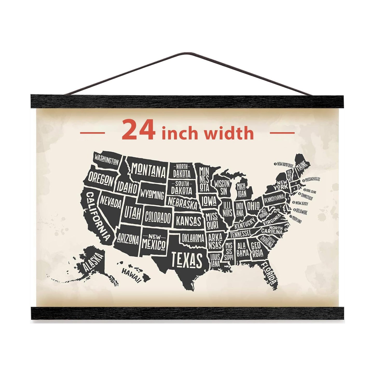 Magnetic Poster Hanger Frame, 24 Inch, Black Finish, Fits 24x30 24x32 24x36 Prints, N52 Magnets, Easy-Swap Wall Display