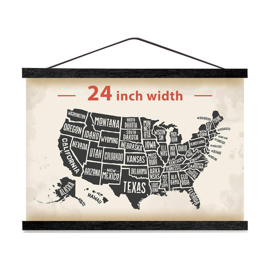 Magnetic Poster Hanger Frame, 24 Inch, Black Finish, Fits 24x30 24x32 24x36 Prints, N52 Magnets, Easy-Swap Wall Display