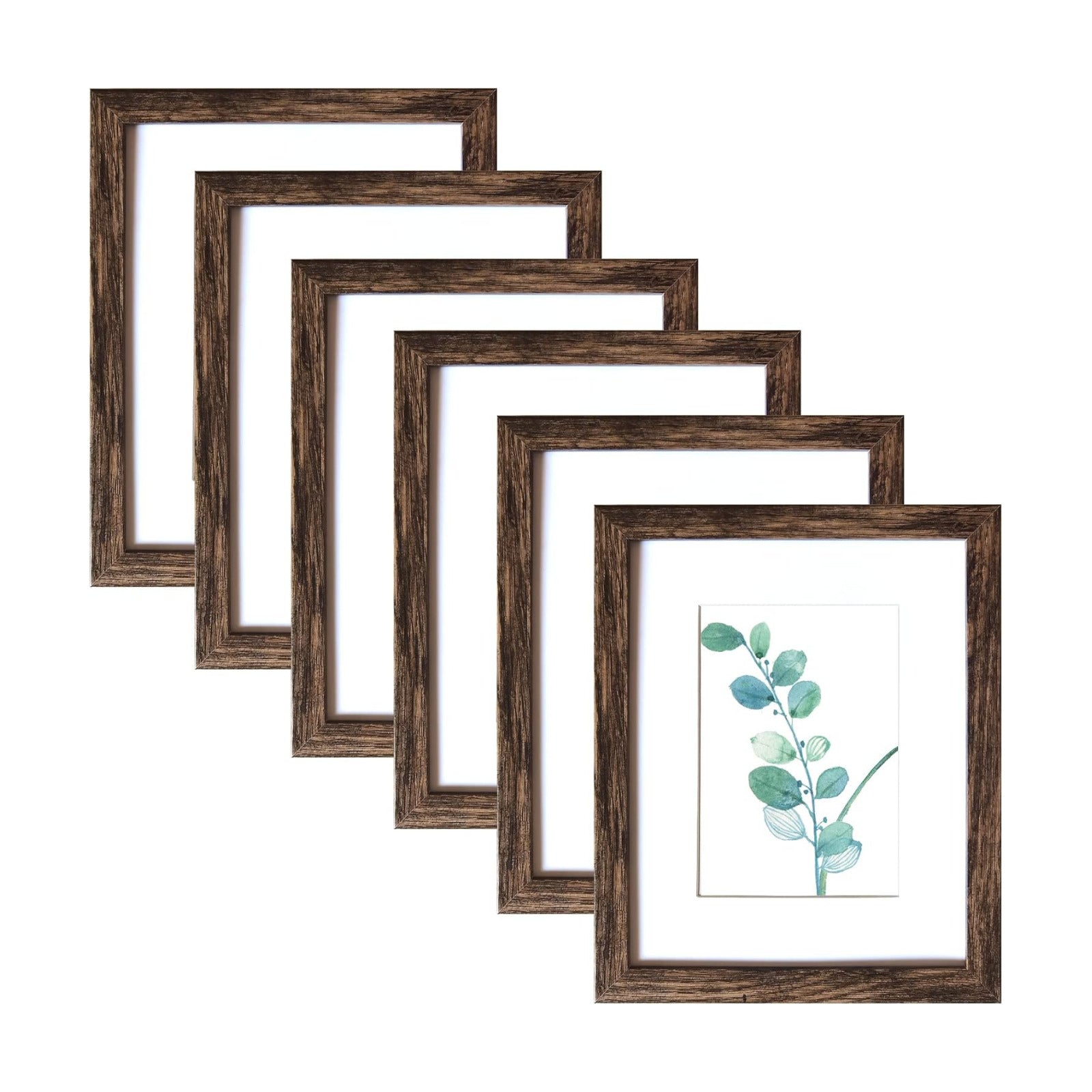 SESEAT 8x10 Picture Frames Rustic Brown Wall Mounting or Tabletop Display, 6PCS