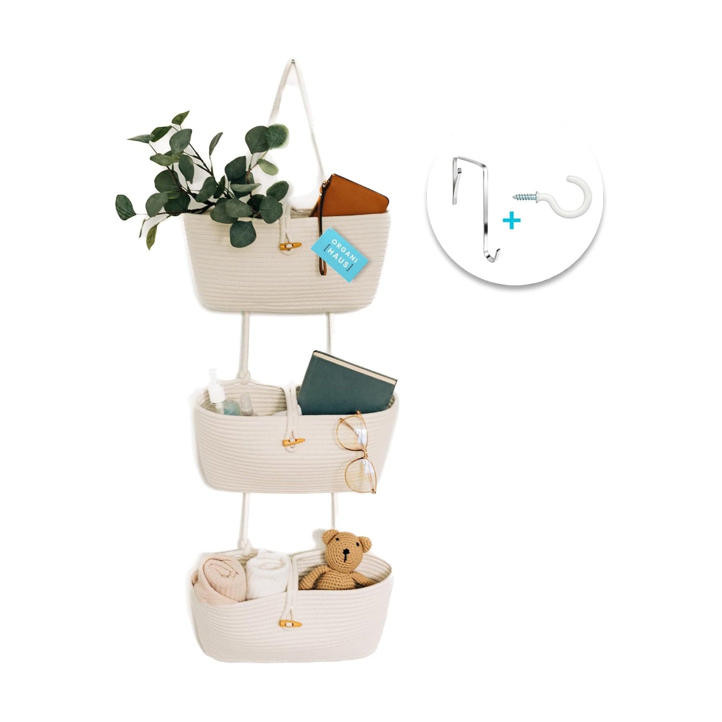 Hanging Storage Basket / Full Off-white / 3-tier