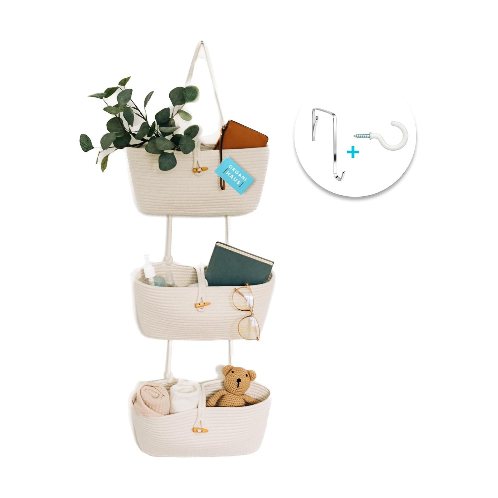 Hanging Storage Basket / Full Off-white / 3-tier