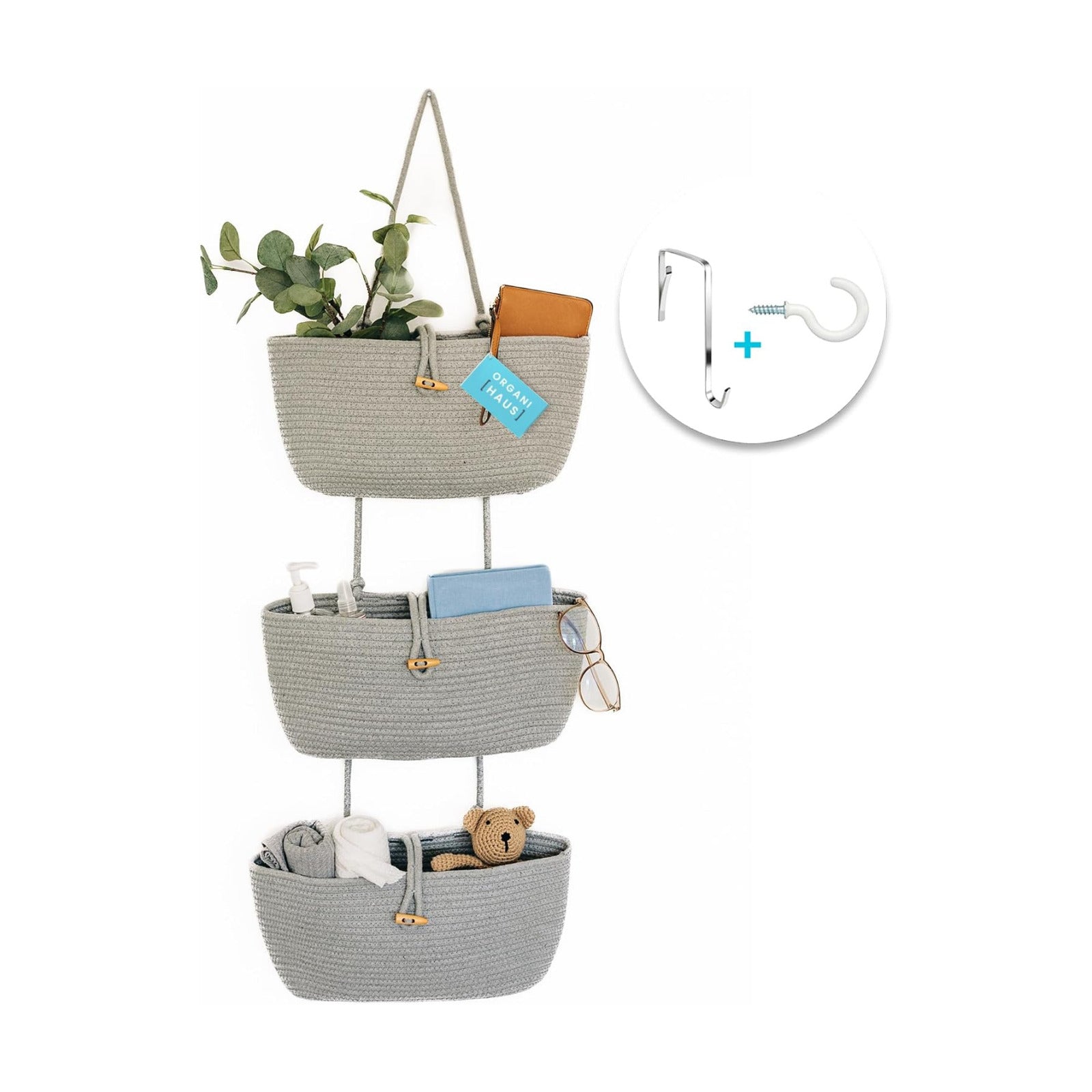 Wall Hanging Storage Basket / Grey