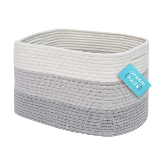 Woven Decorative Basket for Organizing / 3-toned Gray / 15 x 10 x 9