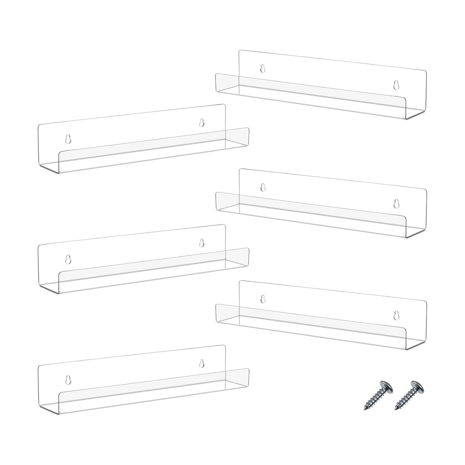 Blulu 6 Packs 14 Inch Acrylic Floating Bookshelf, Wall Mounted Shelf, Ledge Book Shelf for Living Room, Office