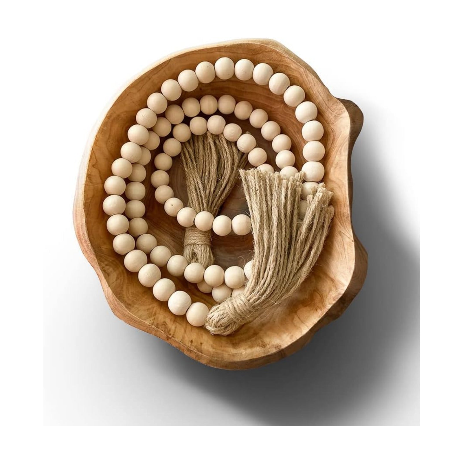 Wood Bead Garland / Natural / 8 Inch