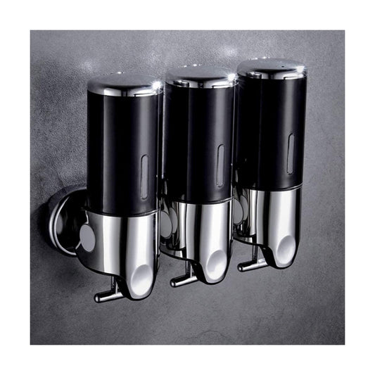 3 in 1 Chamber Wall Mounted Bathroom Shower Pump Dispenser and Organizer-Holds Shampoo, Soap, Conditioner, Shower Gel