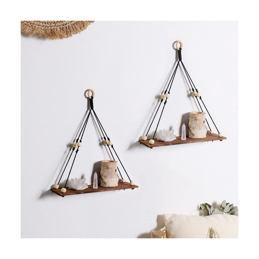 Wooden Wall Hanging Shelves / Black Simplicity / Set of 2