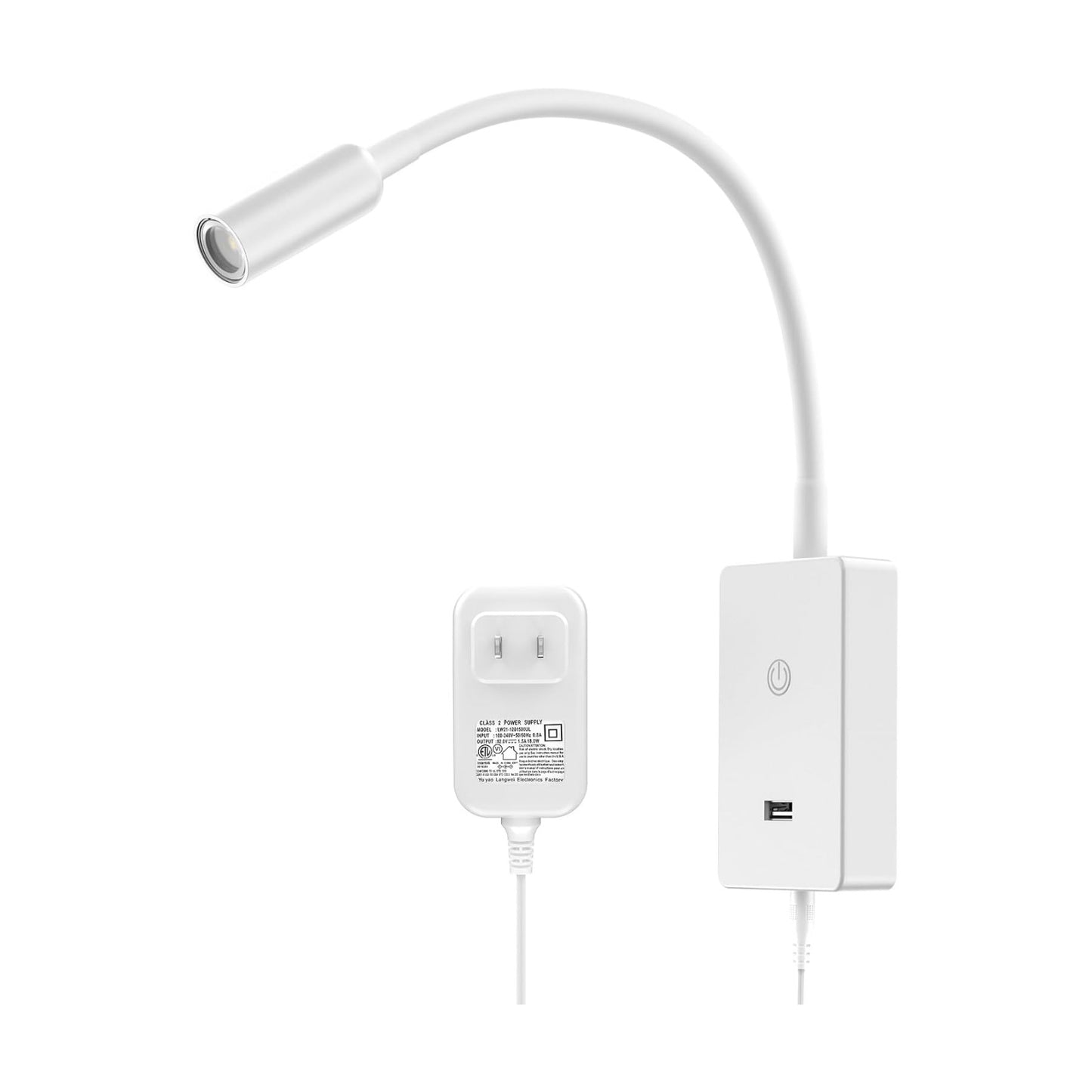 LED Wall Mounted Bedside Reading Light, Touch Dimmable Spot Lamp for Bedroom Headboard Light with 5V2A USB Port