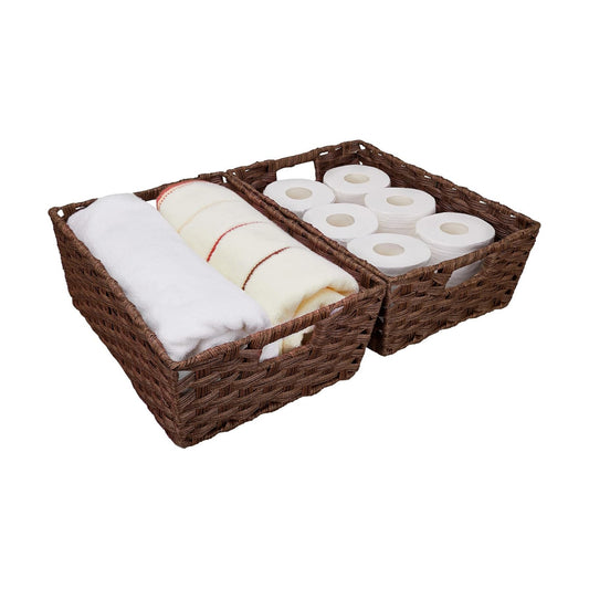 Metal Frame / Large Wicker Storage Basket / 15 x 10.3 x 5.2 / Brown / Set of 2