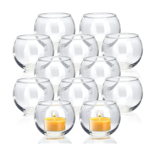 Volens Clear Votive Candle Holders Set of 12, Round Glass Votives 2''×2''