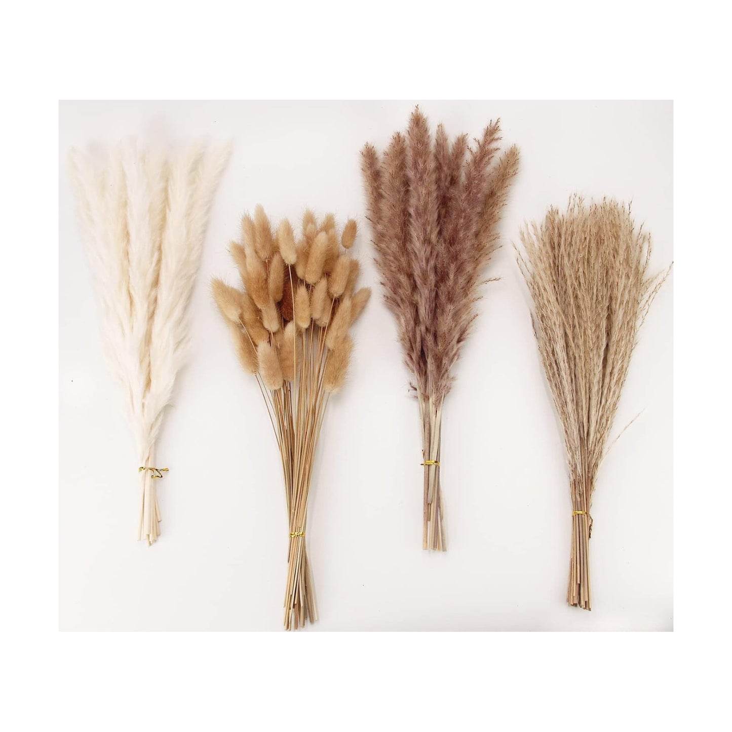 Dried Pampas Grass Decor, 100 Stems Pampas Grass Contains Bunny Tails Dried Flowers, Reed Grass Bouquet for Wedding