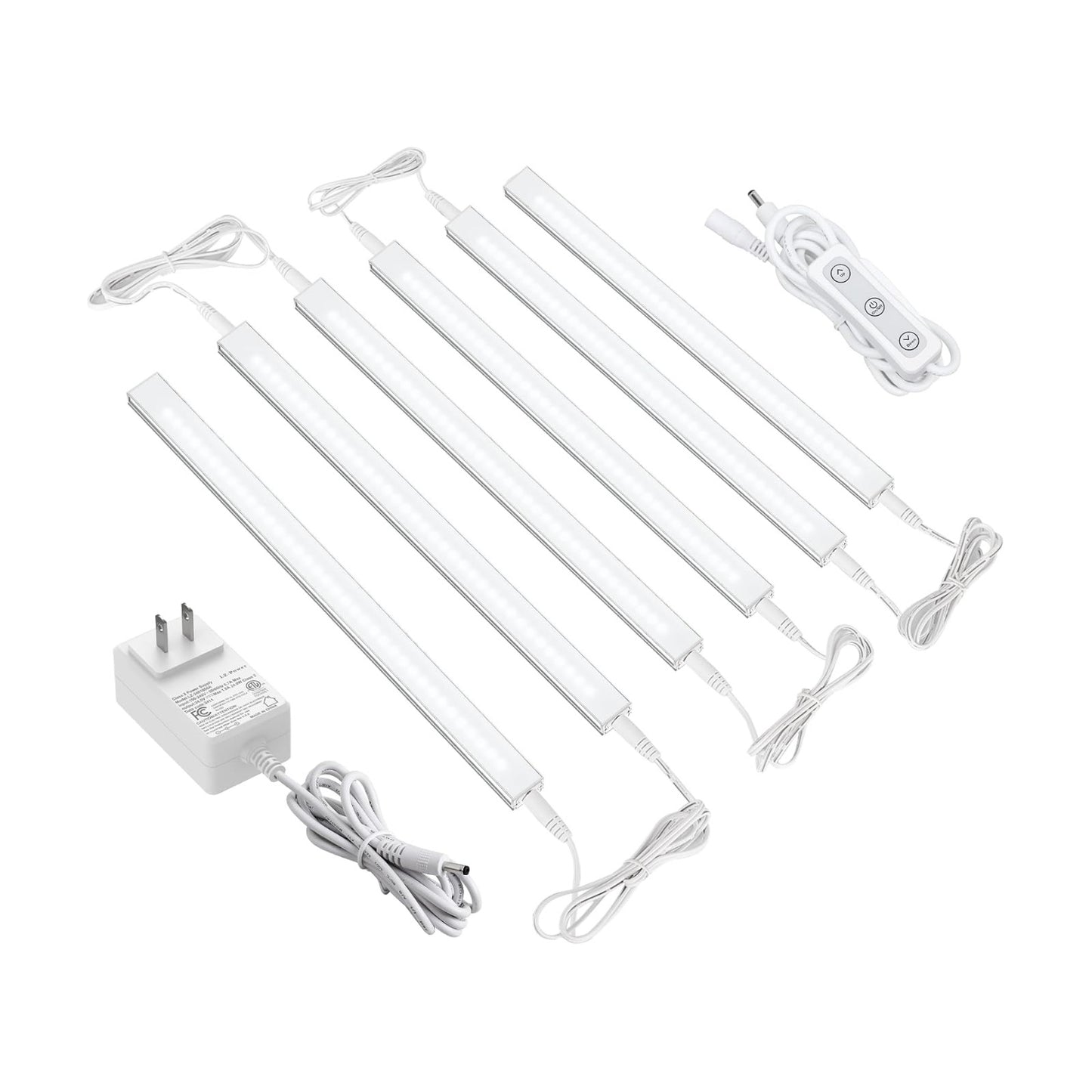 ASOKO Dimmable Led Under Cabinet Lighting for Kitchen - 6 Pcs 12 inches Linkable Led Counter Light Bars, Cold White